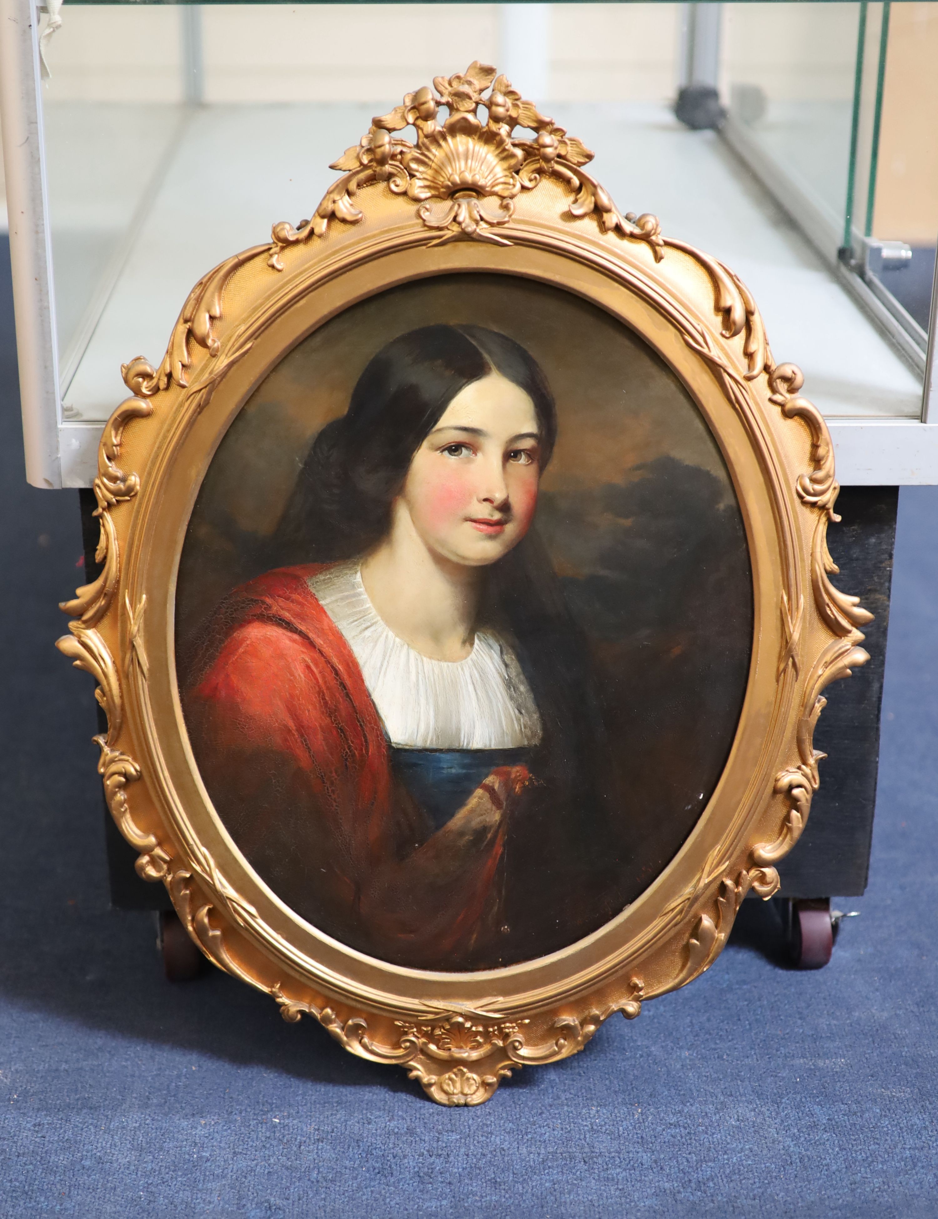 William Crawford (1825-1869), Portrait of Miss Mucklaw, Oil on wooden panel, 43 x 35cm.